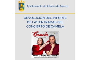 Devolución del importe de las entradas del concierto de Camela