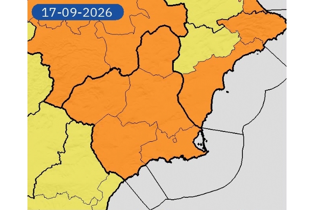 ACTUALIZACIÓN: Aviso naranja por lluvias y tormentas este jueves en Alhama de Murcia