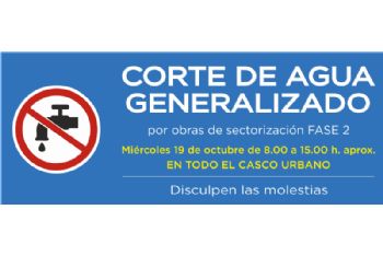 ATENCIÓN: Corte de agua en todo el casco urbano este miércoles