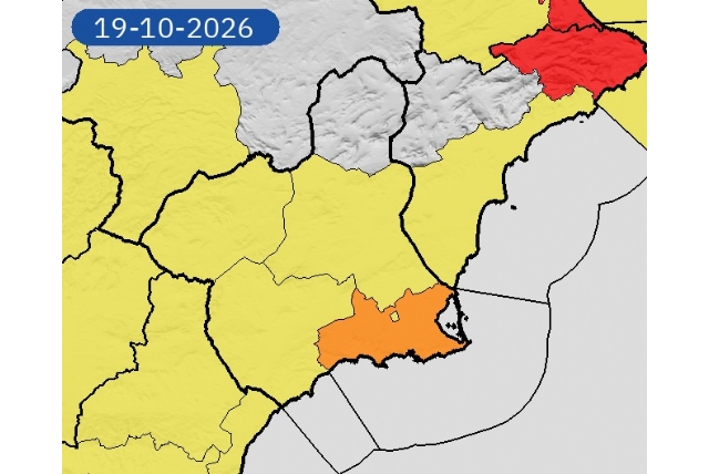Aviso amarillo por lluvias y tormentas este lunes en el Valle del Guadalentín