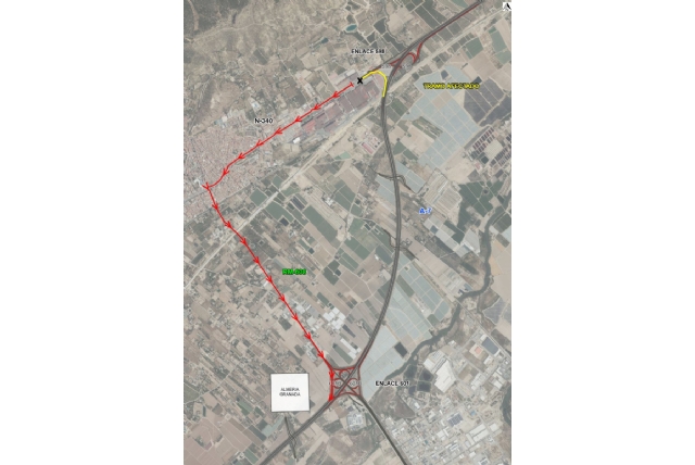 Corte temporal del ramal de incorporación a la A-7 en sentido Lorca/Almería por las obras del AVE
