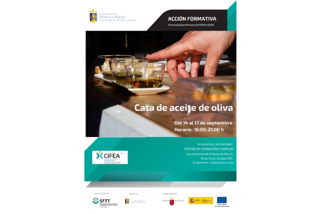 Curso gratuito de Cata de Aceite de Oliva en Alhama de Murcia