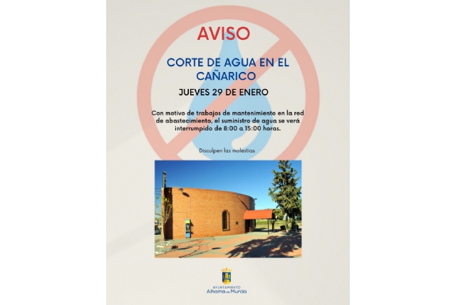 Corte temporal de suministro de agua en El Cañarico por trabajos de mantenimiento