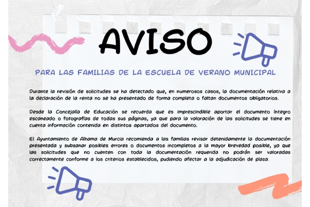 Nota informativa sobre la documentación de la Escuela de Verano 2026 Nota informativa sobre la documentación de la Escuela de Verano 2026