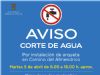 AVISO: Corte de agua en Camino del Almendrico el martes día 5 de abril