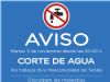AVISO: Corte de agua desde las 20.00 horas 